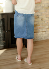 Load image into Gallery viewer, Tiana Distressed Denim Midi Skirt