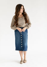 Load image into Gallery viewer, Zana Front Button Denim Midi Skirt