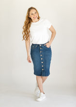 Load image into Gallery viewer, Zana Front Button Denim Midi Skirt