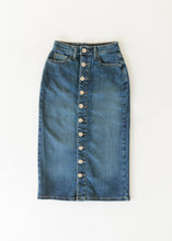 Load image into Gallery viewer, Zana Front Button Denim Midi Skirt
