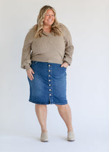 Load image into Gallery viewer, Zana Front Button Denim Midi Skirt
