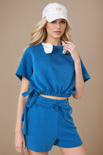 Load image into Gallery viewer, Basic Bae Drawstring Hem Air Scuba Round Neck Short Sleeve T-Shirt
