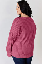 Load image into Gallery viewer, Basic Bae Full Size Ribbed Half Button Long Sleeve T-Shirt
