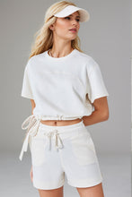 Load image into Gallery viewer, Basic Bae Drawstring Hem Air Scuba Round Neck Short Sleeve T-Shirt

