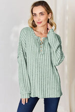 Load image into Gallery viewer, Basic Bae Full Size Ribbed Half Button Long Sleeve T-Shirt
