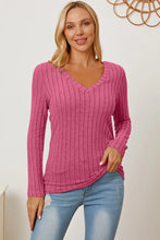 Load image into Gallery viewer, Basic Bae Full Size Ribbed V-Neck Long Sleeve T-Shirt
