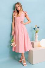 Load image into Gallery viewer, ON THE RIGHT TRACK PEACH WOVEN MIDI DRESS
