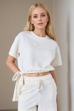 Load image into Gallery viewer, Basic Bae Drawstring Hem Air Scuba Round Neck Short Sleeve T-Shirt
