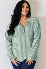 Load image into Gallery viewer, Basic Bae Full Size Ribbed Half Button Long Sleeve T-Shirt
