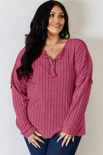 Load image into Gallery viewer, Basic Bae Full Size Ribbed Half Button Long Sleeve T-Shirt
