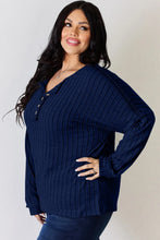 Load image into Gallery viewer, Basic Bae Full Size Ribbed Half Button Long Sleeve T-Shirt
