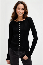 Load image into Gallery viewer, Basic Bae Texture Button Up Round Neck Long Sleeve Top

