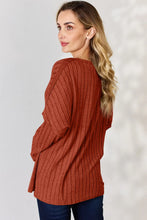 Load image into Gallery viewer, Basic Bae Full Size Ribbed Half Button Long Sleeve T-Shirt
