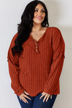 Load image into Gallery viewer, Basic Bae Full Size Ribbed Half Button Long Sleeve T-Shirt

