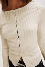 Load image into Gallery viewer, Basic Bae Texture Button Up Round Neck Long Sleeve Top
