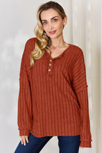Load image into Gallery viewer, Basic Bae Full Size Ribbed Half Button Long Sleeve T-Shirt
