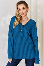 Load image into Gallery viewer, Basic Bae Full Size Ribbed Half Button Long Sleeve T-Shirt
