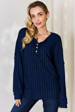 Load image into Gallery viewer, Basic Bae Full Size Ribbed Half Button Long Sleeve T-Shirt
