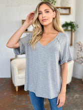 Load image into Gallery viewer, Basic Bae Full Size Bamboo Slit V-Neck Short Sleeve T-Shirt
