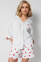 Load image into Gallery viewer, Basic Bae Heart Collared Neck Button Down Top and Shorts Set
