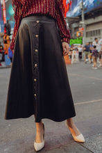 Load image into Gallery viewer, MOONLIT LOVE FAUX LEATHER MIDI SKIRT
