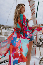 Load image into Gallery viewer, CANCUN GETAWAY SATIN MIDI KIMONO
