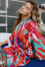 Load image into Gallery viewer, CANCUN GETAWAY SATIN MIDI KIMONO
