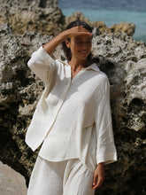 Load image into Gallery viewer, Echo Maxi Shirt - Gold Stripes

