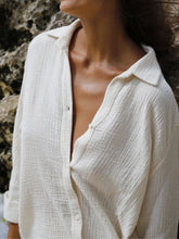 Load image into Gallery viewer, Echo Maxi Shirt - Gold Stripes

