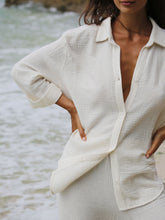 Load image into Gallery viewer, Echo Maxi Shirt - Gold Stripes
