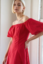 Load image into Gallery viewer, PROTECTING MY PEACE RED WOVEN MIDI DRESS
