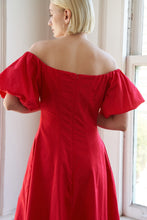 Load image into Gallery viewer, PROTECTING MY PEACE RED WOVEN MIDI DRESS
