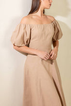 Load image into Gallery viewer, PROTECTING MY PEACE TAUPE WOVEN MIDI DRESS

