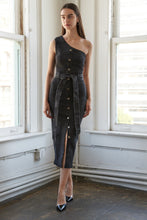 Load image into Gallery viewer, SOMEWHERE UP ABOVE DENIM MIDI DRESS
