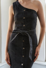 Load image into Gallery viewer, SOMEWHERE UP ABOVE DENIM MIDI DRESS
