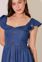 Load image into Gallery viewer, ONCE UPON A TIME DENIM BLUE MIDI DRESS
