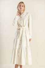 Load image into Gallery viewer, ANYTIME NOW WOVEN TWILL MIDI DRESS
