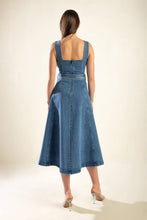 Load image into Gallery viewer, PRETTIEST BEHAVIOR DENIM MIDI DRESS

