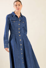 Load image into Gallery viewer, DRIFTING THOUGHTS DENIM MIDI DRESS
