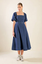 Load image into Gallery viewer, ALL SPRUCED UP DENIM MIDI DRESS
