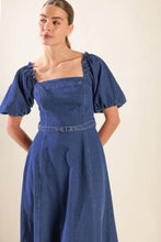 Load image into Gallery viewer, ALL SPRUCED UP DENIM MIDI DRESS
