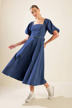 Load image into Gallery viewer, ALL SPRUCED UP DENIM MIDI DRESS
