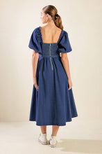Load image into Gallery viewer, ALL SPRUCED UP DENIM MIDI DRESS
