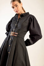 Load image into Gallery viewer, MIDNIGHT MASQUERADE WOVEN MIDI DRESS
