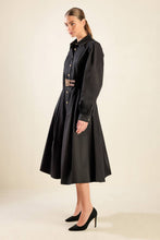 Load image into Gallery viewer, MIDNIGHT MASQUERADE WOVEN MIDI DRESS
