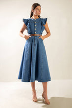 Load image into Gallery viewer, MY DEBUT DENIM MIDI DRESS
