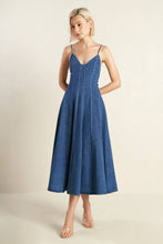 Load image into Gallery viewer, ROSEWOOD ROMANCE DENIM MIDI DRESS
