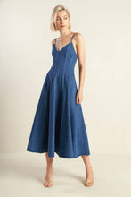 Load image into Gallery viewer, ROSEWOOD ROMANCE DENIM MIDI DRESS
