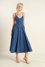 Load image into Gallery viewer, ROSEWOOD ROMANCE DENIM MIDI DRESS

