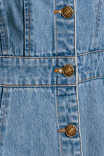 Load image into Gallery viewer, THE JOURNEY BEGINS BLUE DENIM MIDI DRESS
